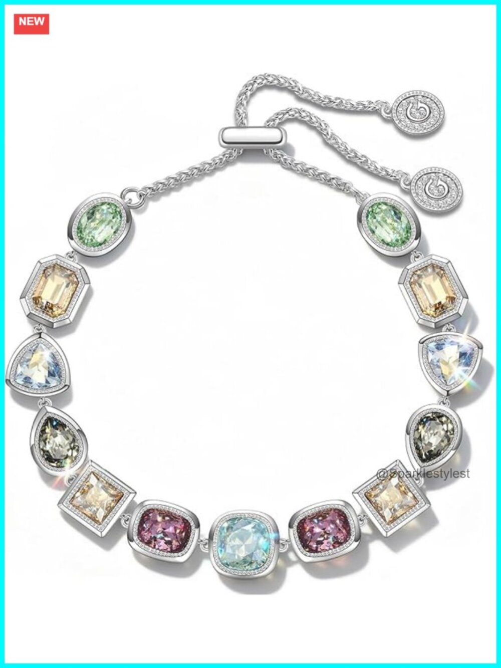 Swarovski Crystal Adjustable Slider Tennis Bracelet 7 Blessings Gift Boxed